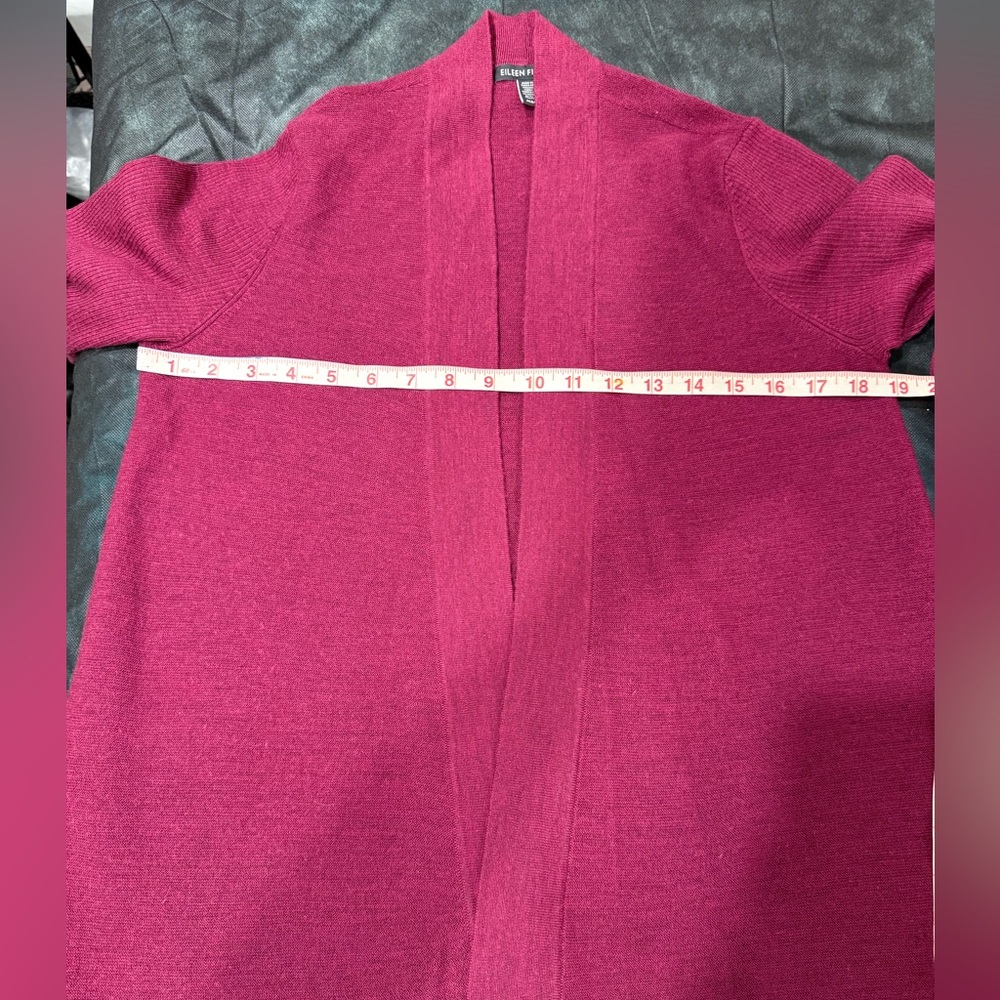 🔥Eileen Fisher Open-Front Burgundy Cardigan Sweater Women’s Size M EC🔥 - Picture 6 of 6